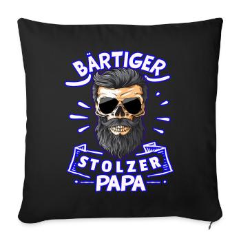 Papa stolz Bart Bärtiger Papa Bärtiger stolzer Dad - Sofakissenbezug 45 x 45 cm - Schwarz - Vorne