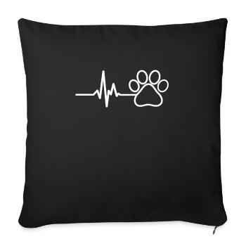 ECG patte de chien chien de chien de la ligne de cœur cadeau - Housse de coussin décorative 45 x 45 cm - noir - Devant