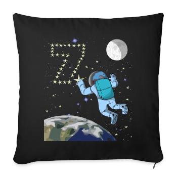 Astronaut 7 Years 7th Birthday Space Earth Moon - Sofa pillowcase 17,3'' x 17,3'' (45 x 45 cm) - black - Front