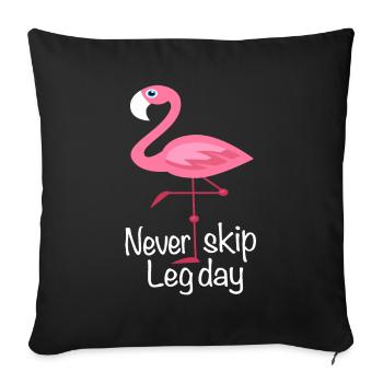 Fitness Flamingo Leg Day Sort Gym musculation - Housse de coussin décorative 45 x 45 cm - noir - Devant