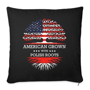 American Grown Polish Roots - Sofa pillowcase 17,3'' x 17,3'' (45 x 45 cm) - black - Front