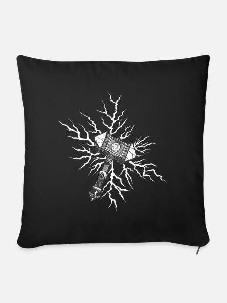 Hammer Wikinger Valhalla Vikinger Hammer Thor Odin - Sofakissenbezug 45 x 45 cm - Schwarz