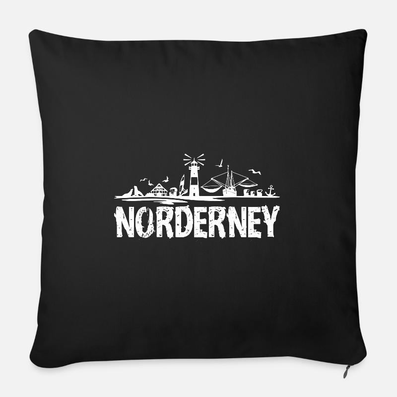 Norderney Leuchtturm Skyline Nordsee Insel - Sofakissenbezug 45 x 45 cm - Schwarz