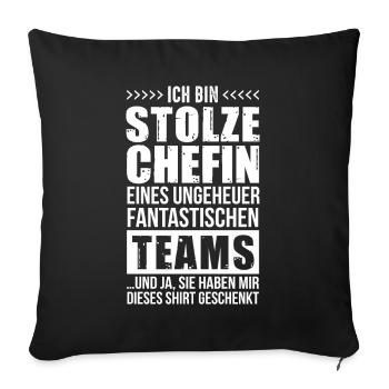 Je suis fière de la patronne d’une sacrée bonne équipe - Housse de coussin décorative 45 x 45 cm - noir - Devant