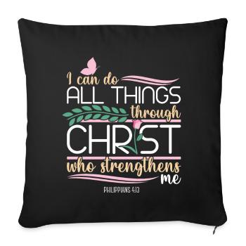 Christlicher Bibelvers Religion Blume - Sofakissenbezug 45 x 45 cm - Schwarz - Vorne