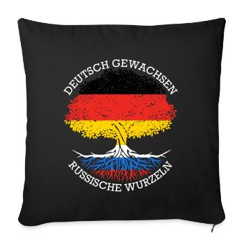 Deutsch Aufgewachsen Russische Wurzeln - Sofakissenbezug 45 x 45 cm - Schwarz - Vorne