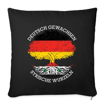 Deutsch Aufgewachsen Syrische Wurzeln - Sofakissenbezug 45 x 45 cm - Schwarz - Vorne