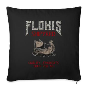 Flokis Shipyard - Viking Longboat - Housse de coussin décorative 45 x 45 cm - noir - Devant