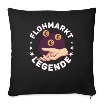 Flohmarkt Trödelmarkt Basar Trödler Geschenk - Sofakissenbezug 45 x 45 cm - Schwarz - Vorne