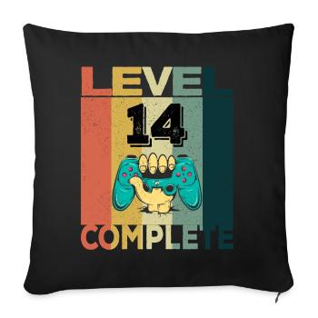 14th Birthday Young Man 2007 Level 14 Years Game - Sofa pillowcase 17,3'' x 17,3'' (45 x 45 cm) - black - Front
