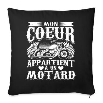 Motocyclette Motarde Motard - Housse de coussin décorative 45 x 45 cm - noir - Devant