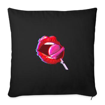 Aesthetic E-Girl Mouth Lolli Outfit Retro Style - Sofa pillowcase 17,3'' x 17,3'' (45 x 45 cm) - black - Front
