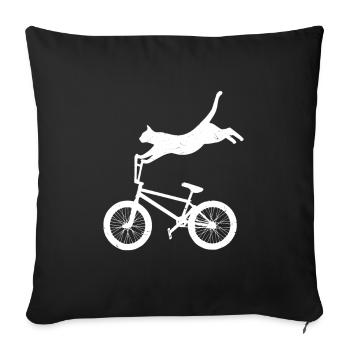 Cat Bike Cycling Bicycle Freestyle BMX Cat Lover - Housse de coussin décorative 45 x 45 cm - noir - Devant