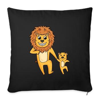 Lion with child - Sofa pillowcase 17,3'' x 17,3'' (45 x 45 cm) - black - Front