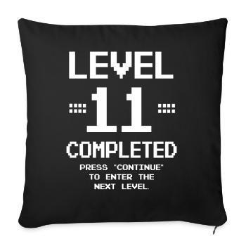11ème anniversaire Rétro Niveau 11 Ans Fête - Housse de coussin décorative 45 x 45 cm - noir - Devant