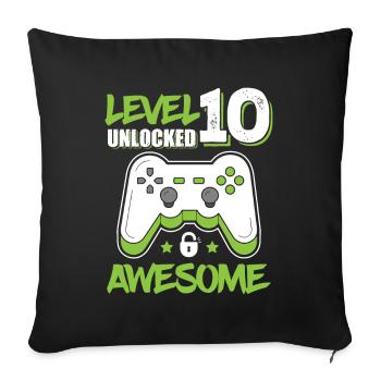 Level 10 Unlocked Awesome 2010 Game 10th Birthday - Sofakissenbezug 45 x 45 cm - Schwarz - Vorne