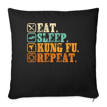 Eat Sleep Kung Fu Repeat Vintage - Sofa pillowcase 17,3'' x 17,3'' (45 x 45 cm) - black - Front