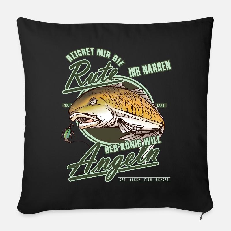 Geschenkidee für Angler - Sofakissenbezug 45 x 45 cm - Schwarz