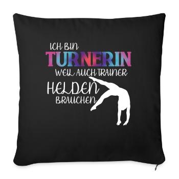 Turnen Handstand Spruch Trainer - Sofakissenbezug 45 x 45 cm - Schwarz - Vorne