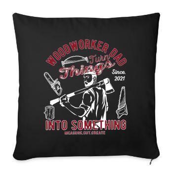 Menuisier bois bois menuiserie papa - Housse de coussin décorative 45 x 45 cm - noir - Devant
