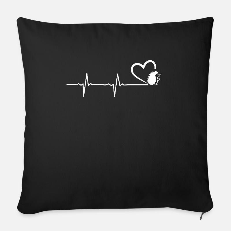 Igel Herz Herzschlag Herz Igel EKG Geschenk - Sofakissenbezug 45 x 45 cm - Schwarz