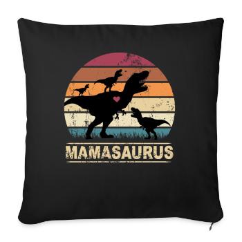 Mamasaurus Dinosaur Heart Triplets Mother's Day - Sofa pillowcase 17,3'' x 17,3'' (45 x 45 cm) - black - Front