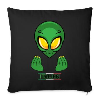 Italie Alien, Italien,Italie, vacances, drôle - Housse de coussin décorative 45 x 45 cm - noir - Devant