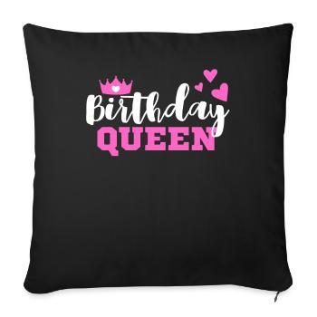 Birthday Queen Femme Cadeau d’anniversaire - Housse de coussin décorative 45 x 45 cm - noir - Devant