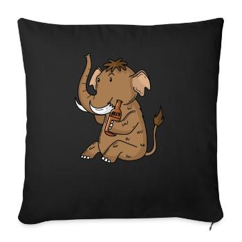 Mammouth avec une bière - Housse de coussin décorative 45 x 45 cm - noir - Devant