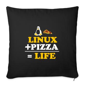 Linux and Pizza Geek Life Nerd Sky - Sofa pillowcase 17,3'' x 17,3'' (45 x 45 cm) - black - Front