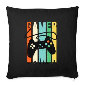 Gamer Console Controller Retro Gaming - Sofakissenbezug 45 x 45 cm - Schwarz - Vorne
