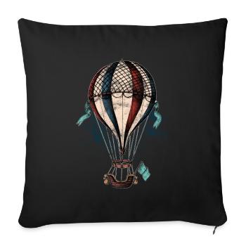 Vintage Balloonist Hot Air Balloon - Sofa pillowcase 17,3'' x 17,3'' (45 x 45 cm) - black - Front