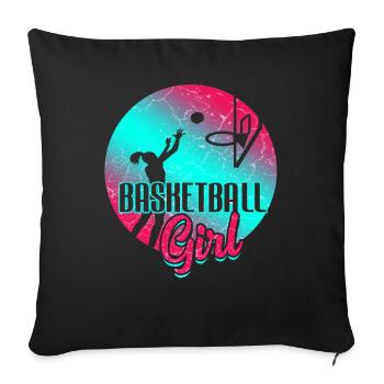 Basket-ball filles - Housse de coussin décorative 45 x 45 cm - noir - Devant