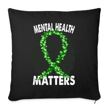 Mental Health Matters Santé mentale Psyché - Housse de coussin décorative 45 x 45 cm - noir - Devant
