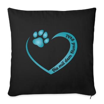 Die mit dem Hund geht - Sofakissenbezug 45 x 45 cm - Schwarz - Vorne