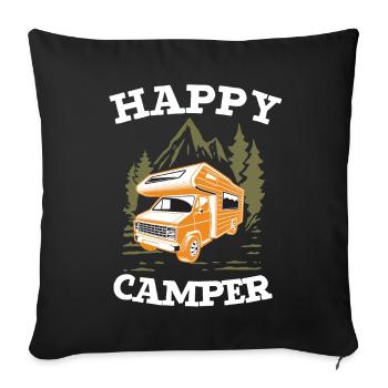 Happy Camper camping-car - Housse de coussin décorative 45 x 45 cm - noir - Devant