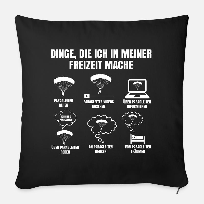 Dinge Die Ich In Meiner Freizeit Mache Paragleiten - Sofakissenbezug 45 x 45 cm - Schwarz
