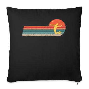 Badminton Federball joueur de badminton rétro - Housse de coussin décorative 45 x 45 cm - noir - Devant