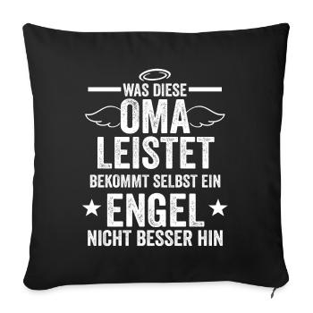 Oma Engel Großmutter Uroma - Sofakissenbezug 45 x 45 cm - Schwarz - Vorne