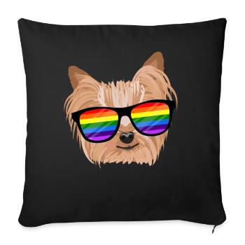 LGBTQ Yorkie Dog Rainbow Glasses Gift - Sofa pillowcase 17,3'' x 17,3'' (45 x 45 cm) - black - Front
