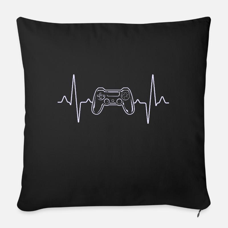 Controller Herzschlag - Sofakissenbezug 45 x 45 cm - Schwarz