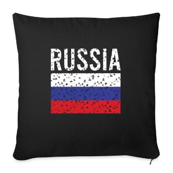 Drapeau russe Vintage - Housse de coussin décorative 45 x 45 cm - noir - Devant