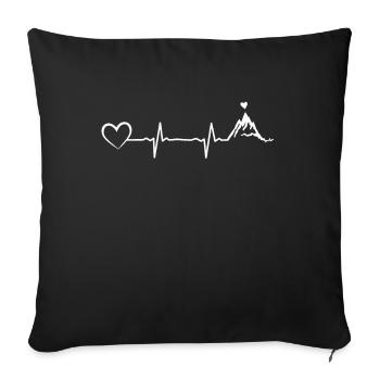 Montagne Heartbeat Montagnes Heart Heartbeat Trekking - Housse de coussin décorative 45 x 45 cm - noir - Devant