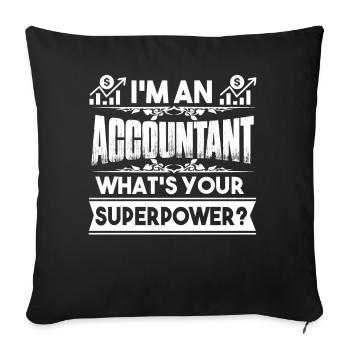 Accountant Accountant Superpower - Sofa pillowcase 17,3'' x 17,3'' (45 x 45 cm) - black - Front