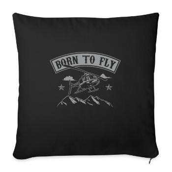 Born To Fly Helicopter Pilot Mountains Gift - Housse de coussin décorative 45 x 45 cm - noir - Devant
