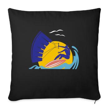 Kite Kitesurfing Kiteboarding Kitesurfer Gift - Sofa pillowcase 17,3'' x 17,3'' (45 x 45 cm) - black - Front