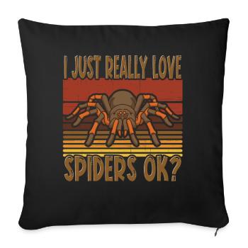 I Just Really Love Spiders Ok araignée - Housse de coussin décorative 45 x 45 cm - noir - Devant