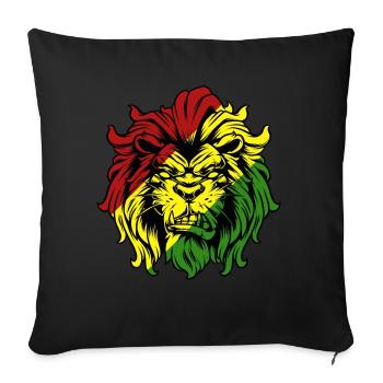 Rasta Lion Roots Reggae Musique Jah Jamaïque cadeau - Housse de coussin décorative 45 x 45 cm - noir - Devant