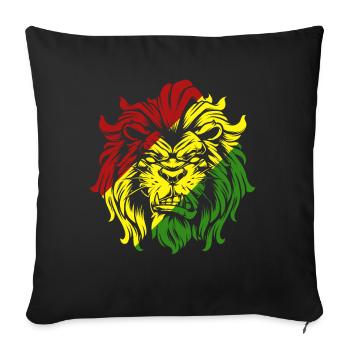 Rasta Lion Roots Reggae Musique Jah Jamaïque cadeau - Housse de coussin décorative 45 x 45 cm - noir - Devant