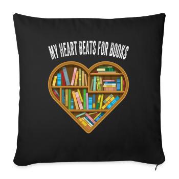 Un coeur Pour bibliothèque Lire Le livre - Housse de coussin décorative 45 x 45 cm - noir - Devant